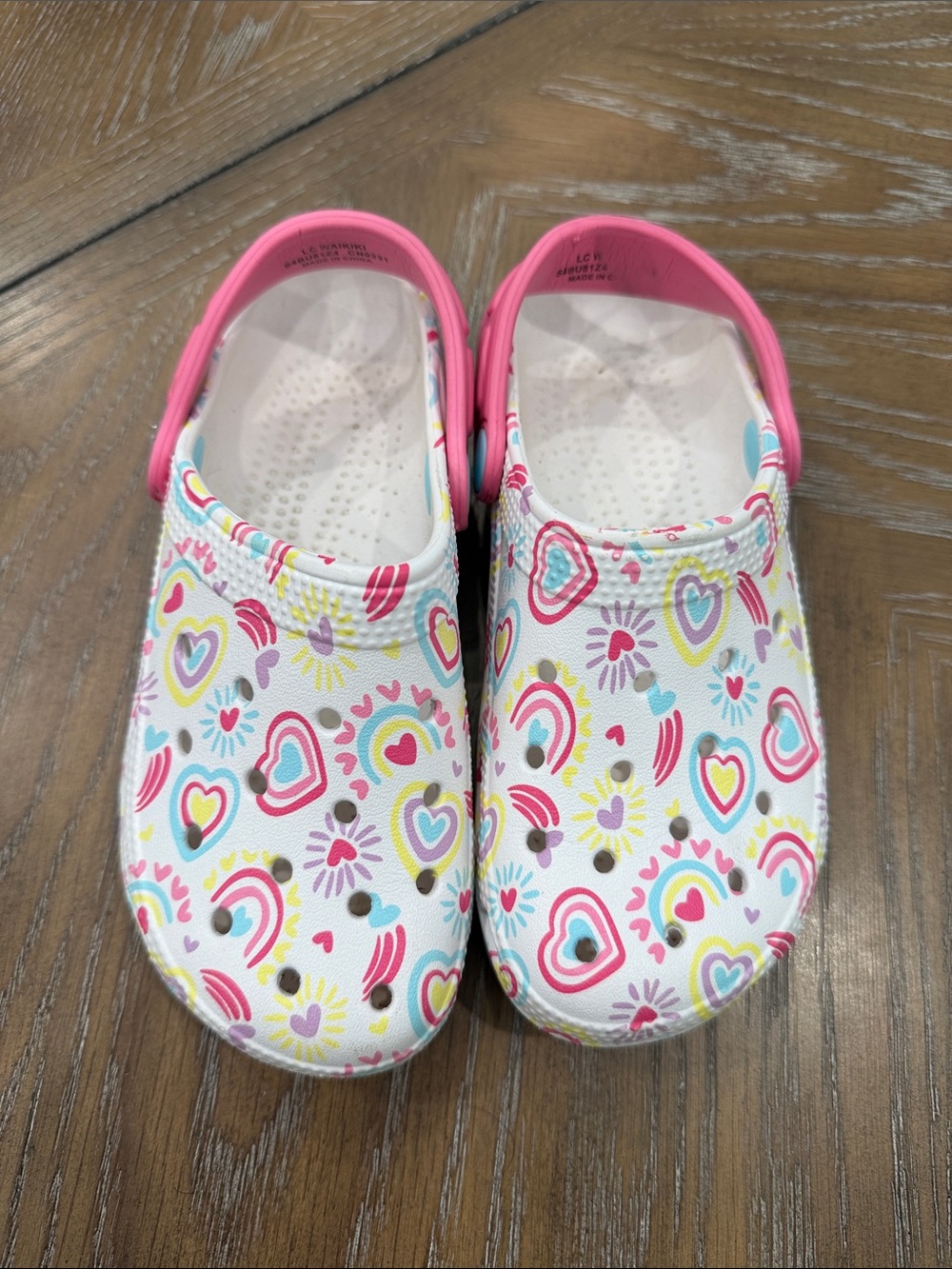 Girls' Pink-Trim Heart & Rainbow Slip-On Sandals